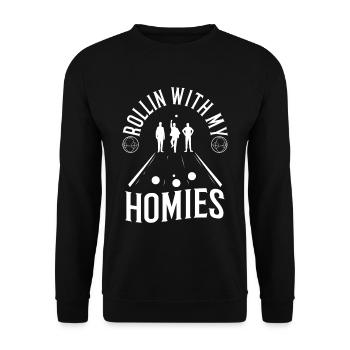 Rollin with my homies Bocce Ball - Unisex Pullover - Schwarz - Vorne - Alina (178cm) & Michal (187cm)