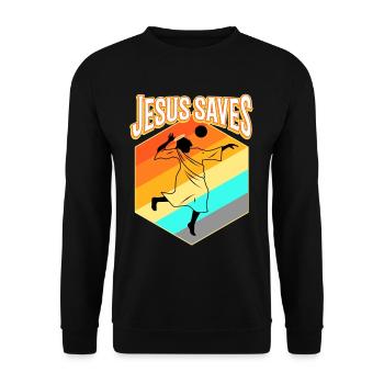 Jesus and Volleyball - Unisex Sweatshirt - black - Front - Alina (178cm) & Michal (187cm)