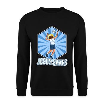 Jesus and Volleyball - Unisex Sweatshirt - black - Front - Alina (178cm) & Michal (187cm)