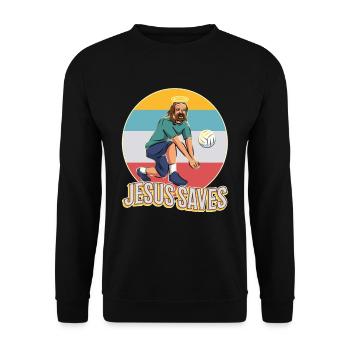 Jesus and Volleyball - Unisex Sweatshirt - black - Front - Alina (178cm) & Michal (187cm)