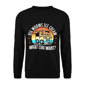 Big worms ice cream truck - Unisex Pullover - Schwarz - Vorne - Alina (178cm) & Michal (187cm)