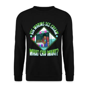 Big worms ice cream truck - Unisex Pullover - Schwarz - Vorne - Alina (178cm) & Michal (187cm)