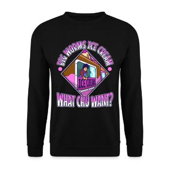Big worms ice cream truck - Unisex Pullover - Schwarz - Vorne - Alina (178cm) & Michal (187cm)