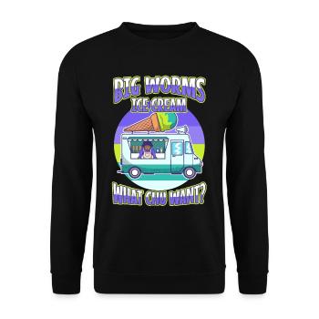 Big worms ice cream truck - Unisex Pullover - Schwarz - Vorne - Alina (178cm) & Michal (187cm)