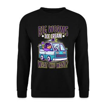 Big worms ice cream truck - Unisex Pullover - Schwarz - Vorne - Alina (178cm) & Michal (187cm)