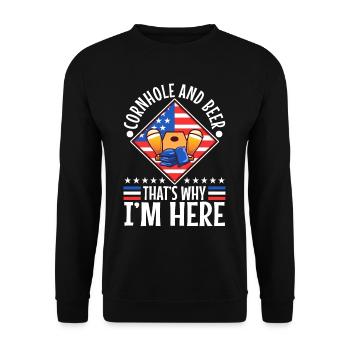 Cornhole and beer that's why im here - Unisex Sweatshirt - black - Front - Alina (178cm) & Michal (187cm)