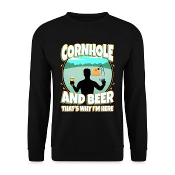 Cornhole and beer that's why im here - Unisex Sweatshirt - black - Front - Alina (178cm) & Michal (187cm)
