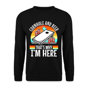 Cornhole and beer thats why im here - Unisex Sweatshirt - black - Front - Alina (178cm) & Michal (187cm)