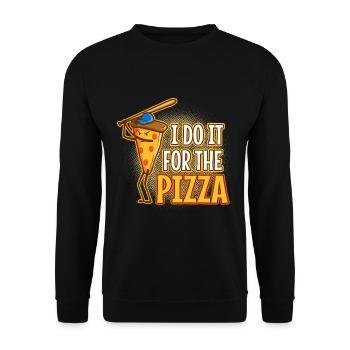 I do it for the Pizza - Unisex Sweatshirt - black - Front - Alina (178cm) & Michal (187cm)