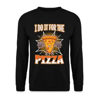 I do it for the Pizza - Unisex Sweatshirt - black - Front - Alina (178cm) & Michal (187cm)