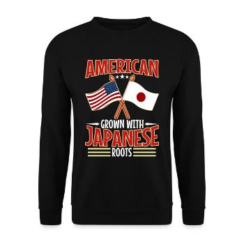 American grown with japanese roots - Unisex Pullover - Schwarz - Vorne - Alina (178cm) & Michal (187cm)