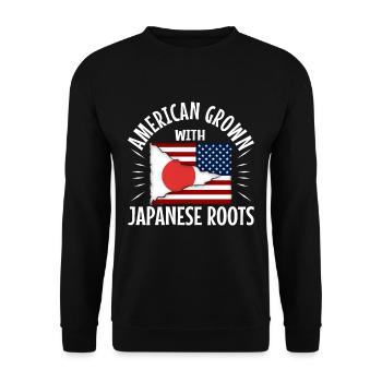 American grown with japanese roots - Unisex Pullover - Schwarz - Vorne - Alina (178cm) & Michal (187cm)