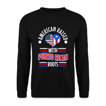 American raised with puerto rican roots - Unisex Pullover - Schwarz - Vorne - Alina (178cm) & Michal (187cm)