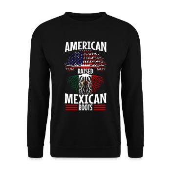 American raised with Mexican roots - Unisex Pullover - Schwarz - Vorne - Alina (178cm) & Michal (187cm)