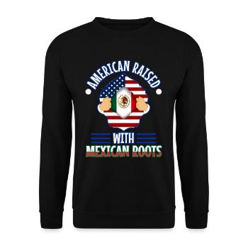 American raised with Mexican roots - Unisex Pullover - Schwarz - Vorne - Alina (178cm) & Michal (187cm)