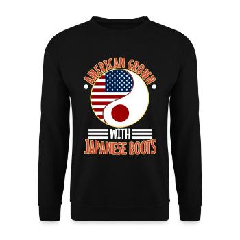 American grown with japanese roots - Unisex Pullover - Schwarz - Vorne - Alina (178cm) & Michal (187cm)