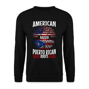 American raised with puerto rican roots - Unisex Pullover - Schwarz - Vorne - Alina (178cm) & Michal (187cm)