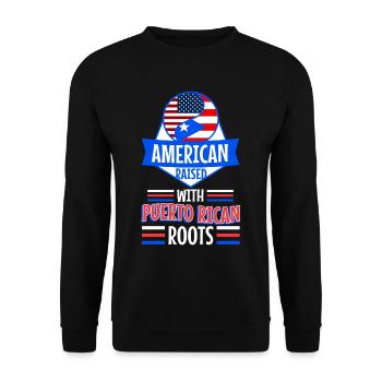 American raised with puerto rican roots - Unisex Pullover - Schwarz - Vorne - Alina (178cm) & Michal (187cm)