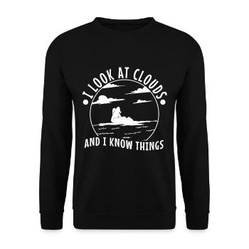I Look At Clouds And I Know Things - Unisex Pullover - Schwarz - Vorne - Alina (178cm) & Michal (187cm)
