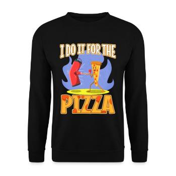 I do it for the Pizza - Unisex Sweatshirt - black - Front - Alina (178cm) & Michal (187cm)
