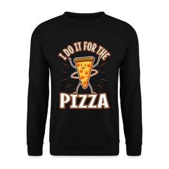 I do it for the Pizza - Unisex Sweatshirt - black - Front - Alina (178cm) & Michal (187cm)