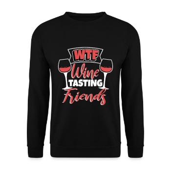 WTF Wine Tasting Friends - Unisex Pullover - Schwarz - Vorne - Alina (178cm) & Michal (187cm)