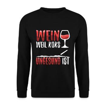 Wein weil koks ungesund ist - Unisex Pullover - Schwarz - Vorne - Alina (178cm) & Michal (187cm)