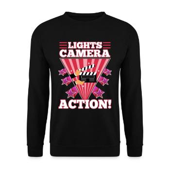 Lights camera action - Unisex Pullover - Schwarz - Vorne - Alina (178cm) & Michal (187cm)