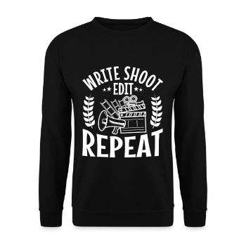 Write Shoot Edit Repeat - Unisex Sweatshirt - black - Front - Alina (178cm) & Michal (187cm)