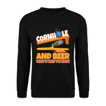Cornhole and beer that's why im here - Unisex Sweatshirt - black - Front - Alina (178cm) & Michal (187cm)