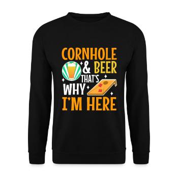 Cornhole and beer that's why im here - Unisex Sweatshirt - black - Front - Alina (178cm) & Michal (187cm)