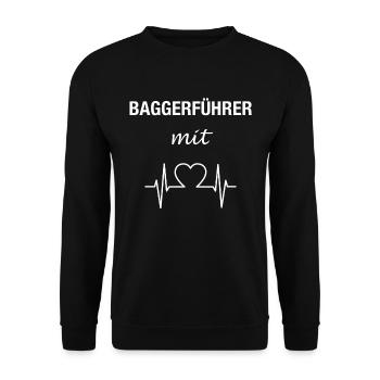 Baggerführer Bagger Baggerfahrer - Unisex Pullover - Schwarz - Vorne - Alina (178cm) & Michal (187cm)