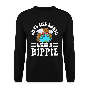 Save The Earth Raise A Hippie - Unisex Pullover - Schwarz - Vorne - Alina (178cm) & Michal (187cm)