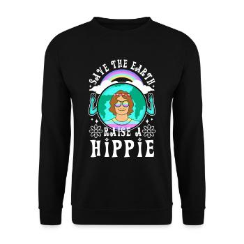 Save The Earth Raise A Hippie - Unisex Sweatshirt - black - Front - Alina (178cm) & Michal (187cm)