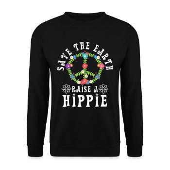 Save The Earth Raise A Hippie - Unisex Pullover - Schwarz - Vorne - Alina (178cm) & Michal (187cm)