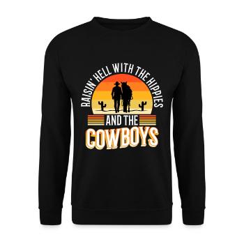 Raisin' Hell With The Hippies And The Cowboys - Sweat-shirt Unisexe - noir - Devant - Alina (178cm) & Michal (187cm)