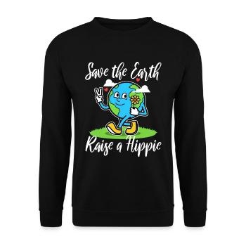Save The Earth Raise A Hippie - Unisex Pullover - Schwarz - Vorne - Alina (178cm) & Michal (187cm)
