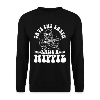 Save The Earth Raise A Hippie - Unisex Pullover - Schwarz - Vorne - Alina (178cm) & Michal (187cm)