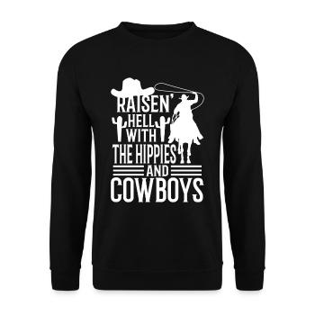 Raisin' Hell With The Hippies And The Cowboys - Sweat-shirt Unisexe - noir - Devant - Alina (178cm) & Michal (187cm)