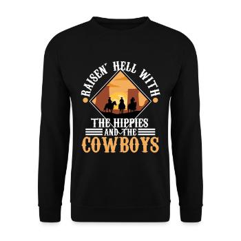 Raisin' Hell With The Hippies And The Cowboys - Sweat-shirt Unisexe - noir - Devant - Alina (178cm) & Michal (187cm)