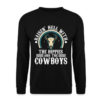 Raisin' Hell With The Hippies And The Cowboys - Unisex Sweatshirt - black - Front - Alina (178cm) & Michal (187cm)