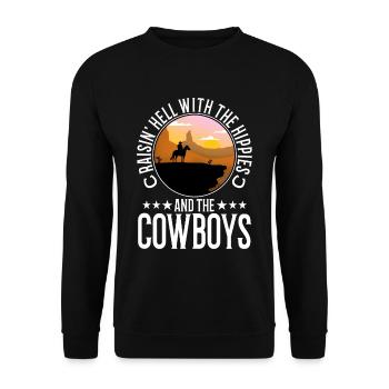 Raisin' Hell With The Hippies And The Cowboys - Unisex Sweatshirt - black - Front - Alina (178cm) & Michal (187cm)