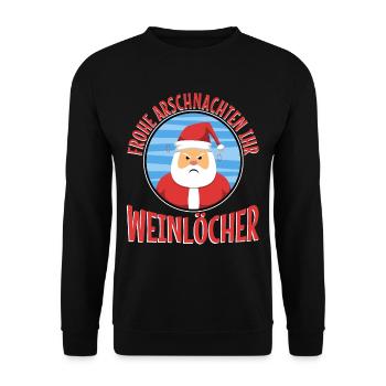 Frohe Arschnachten ihr Weinlöcher - Unisex Pullover - Schwarz - Vorne - Alina (178cm) & Michal (187cm)