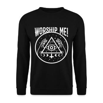 Worship me - Unisex Pullover - Schwarz - Vorne - Alina (178cm) & Michal (187cm)