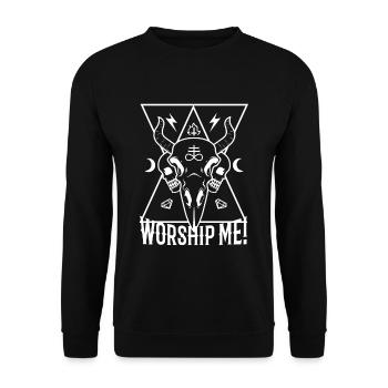 Worship me - Unisex Pullover - Schwarz - Vorne - Alina (178cm) & Michal (187cm)