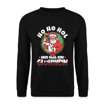 Ho Ho Hol mir mal ein Glühwein - Unisex Pullover - Schwarz - Vorne - Alina (178cm) & Michal (187cm)