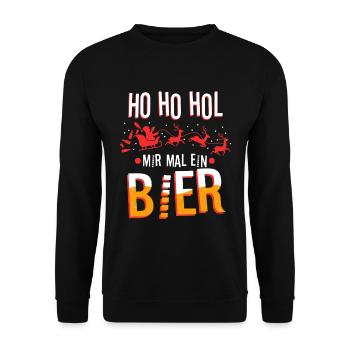 Ho Ho Hol mir mal ein Bier - Unisex Pullover - Schwarz - Vorne - Alina (178cm) & Michal (187cm)