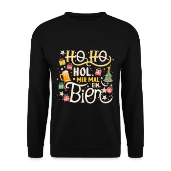 Ho Ho Hol mir mal ein Bier - Unisex Pullover - Schwarz - Vorne - Alina (178cm) & Michal (187cm)