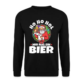 Ho Ho Hol mir mal ein Bier - Unisex Pullover - Schwarz - Vorne - Alina (178cm) & Michal (187cm)