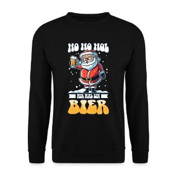 Ho Ho Hol mir mal ein Bier - Unisex Pullover - Schwarz - Vorne - Alina (178cm) & Michal (187cm)